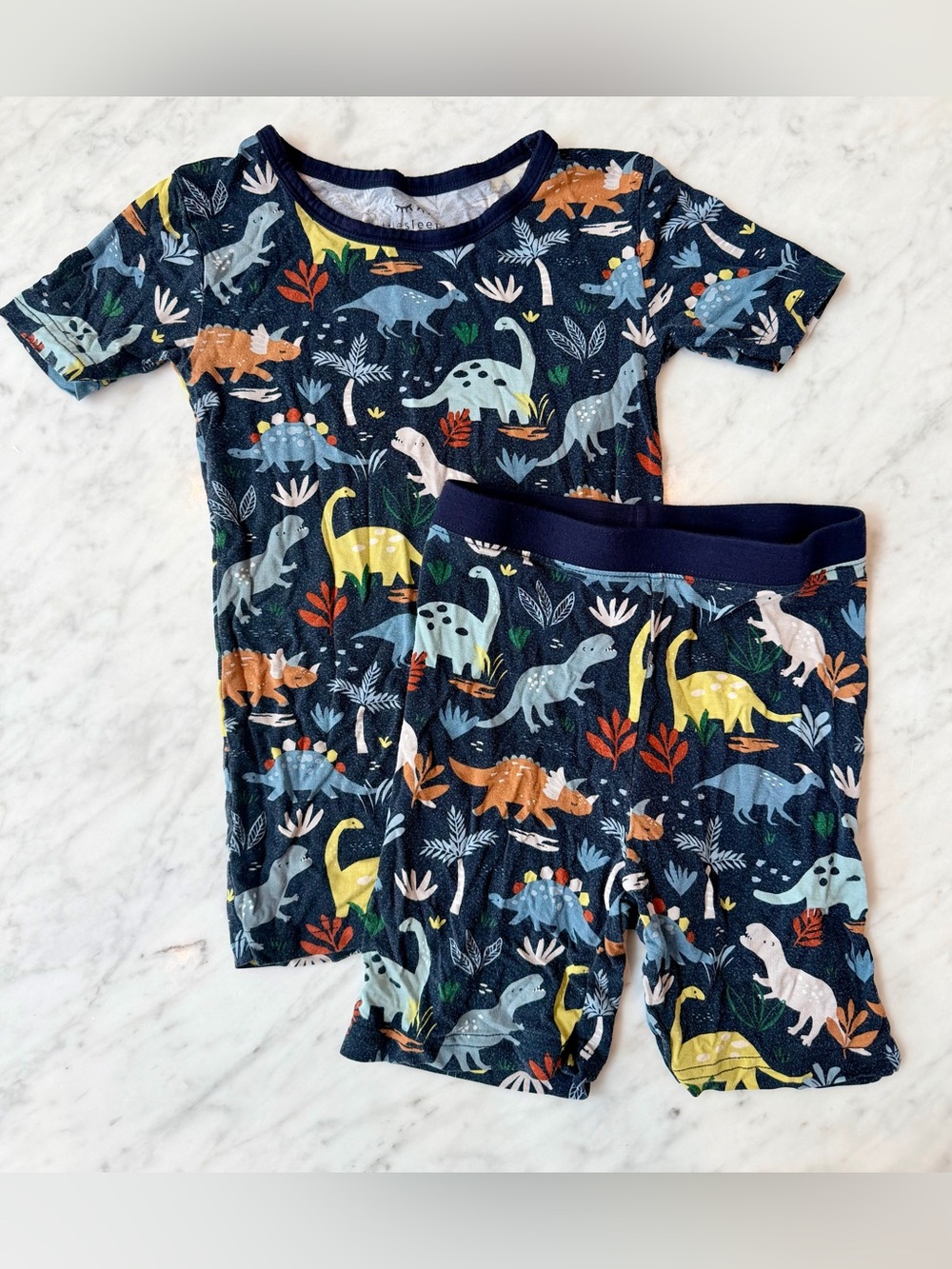 Little Sleepies Navy Jurassic Jungle Print Pajama Set - 5/6